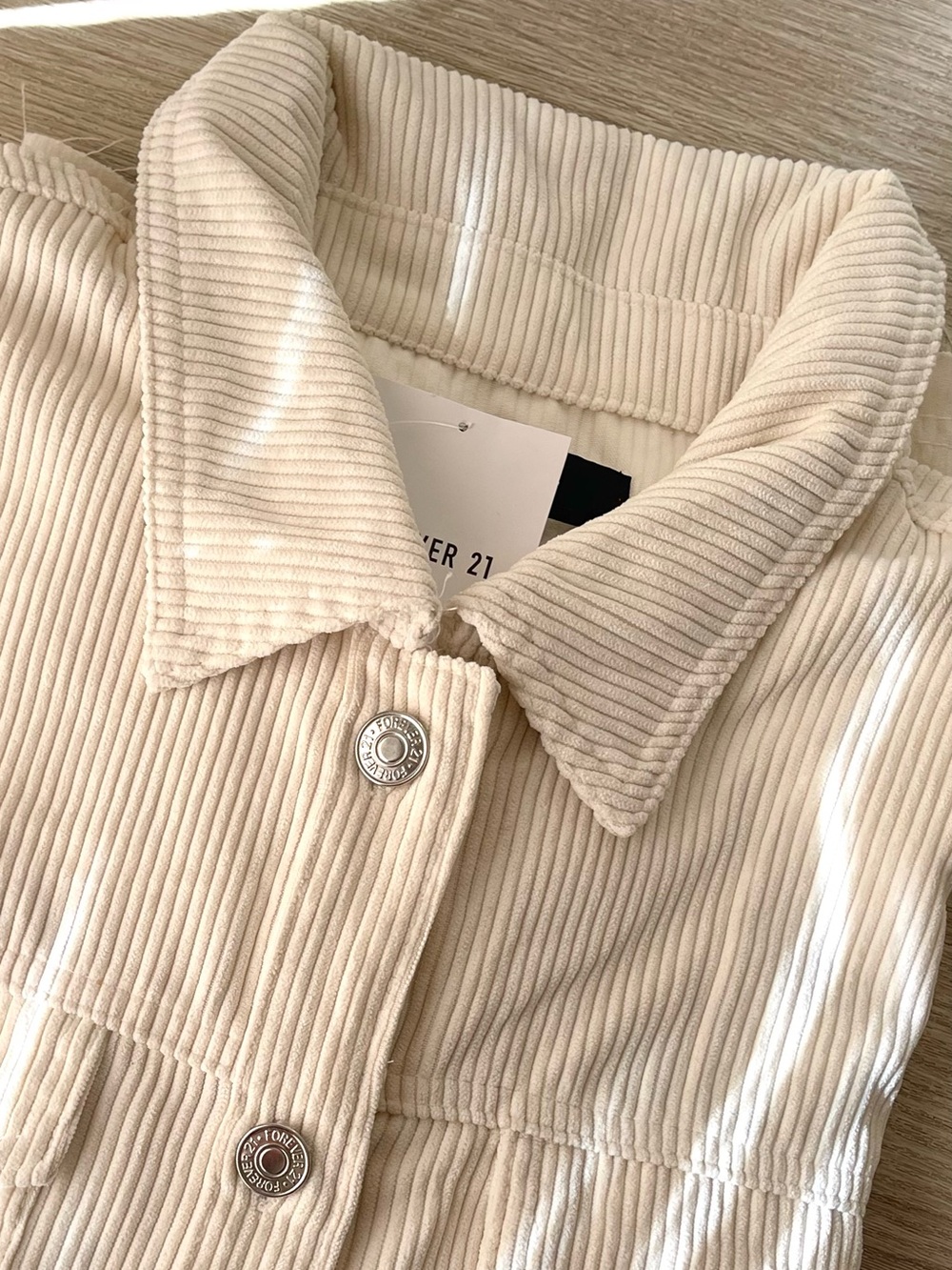 Corduroy Cropped Jacket Womens Beige White NWT Fall
